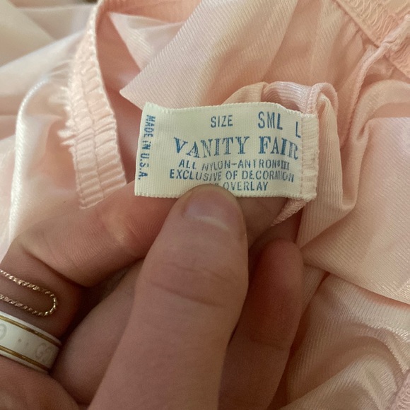 Vintage 80s Vanity Fair Embroidered Hem Coquette Pink Rosette Slip Skirt - Picture 7 of 13